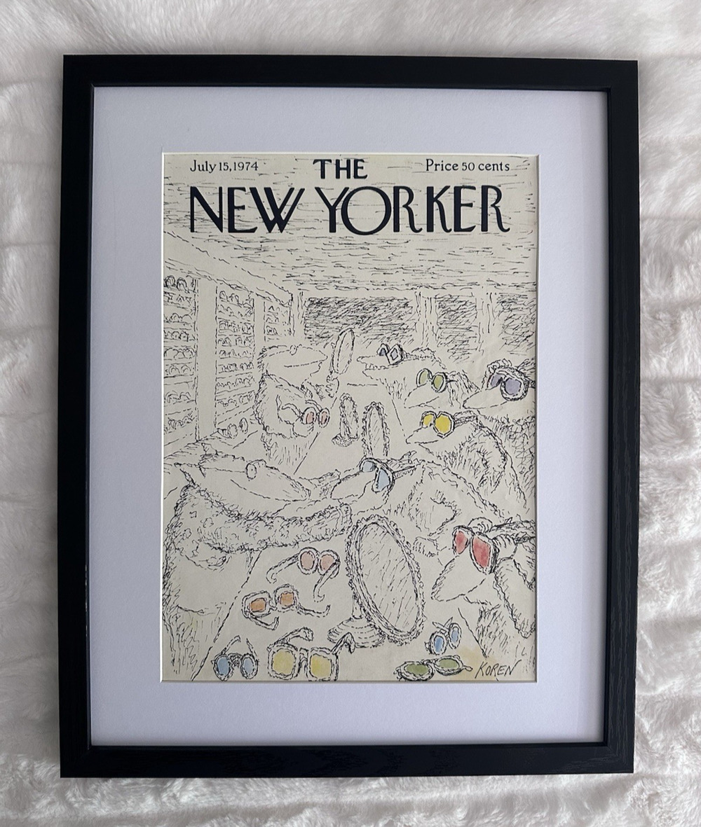 Framed 1974 New Yorker Magazine Koren July 15 Optometrist Eye Glasses